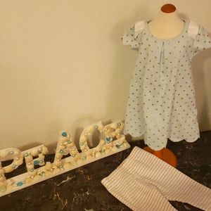 Pail Blue and Gold Polka Dot Striped Outfit by Tahari Baby